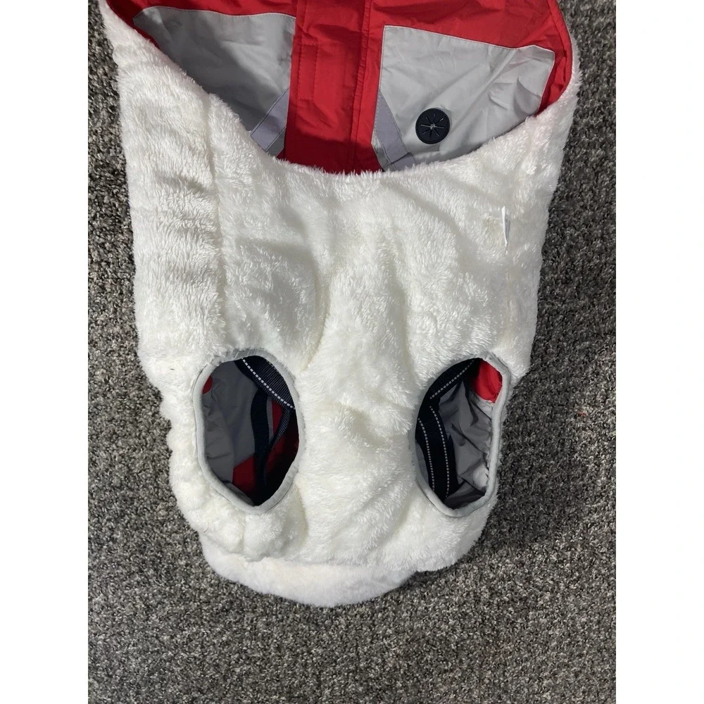 FUAMEY Warm Machine Washable Dog Coat Jacket XL‎ Red Gray White Polyester